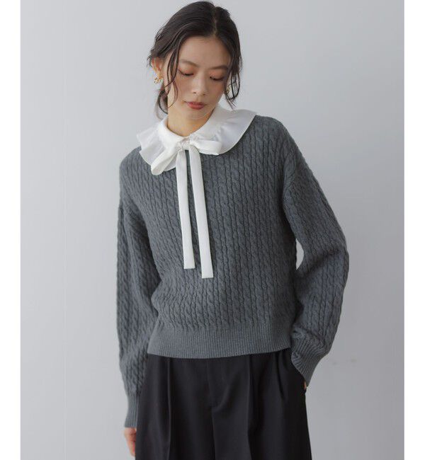 組曲「【加藤ローサさん着用】コットンカシミヤMIX ケーブル ニット」|ニット・セーター|