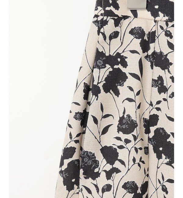 自由区「【洗える】リネンライクフラワープリント スカート」|スカート|