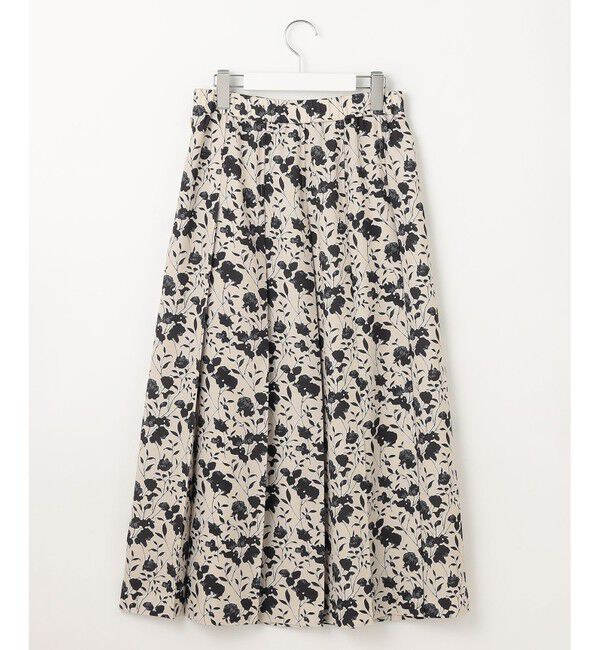 自由区「【洗える】リネンライクフラワープリント スカート」|スカート|