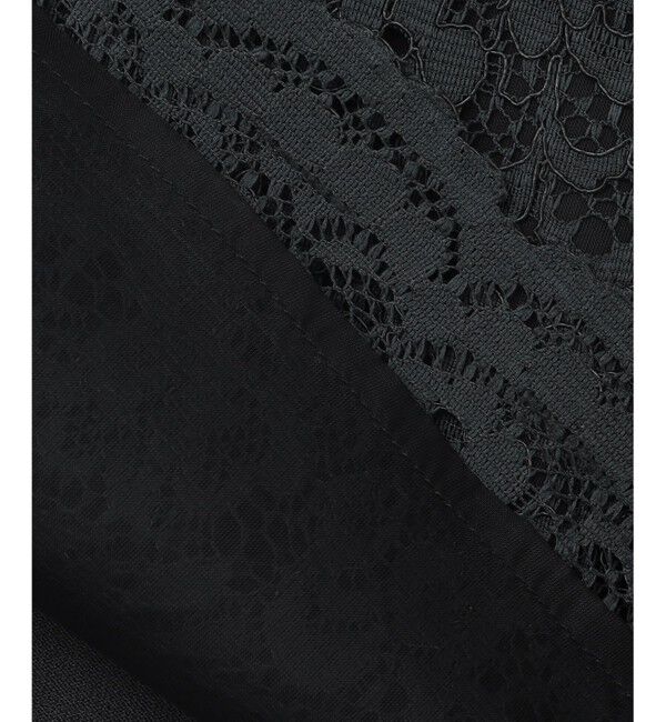 自由区「【洗える】クレープストレッチレースコンビ ニット」|ニット・セーター|