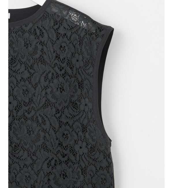 自由区「【洗える】クレープストレッチレースコンビ ニット」|ニット・セーター|