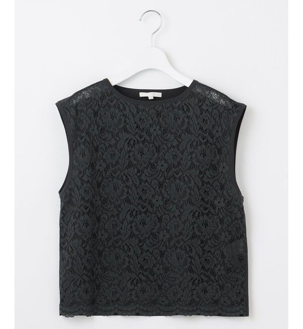 自由区「【洗える】クレープストレッチレースコンビ ニット」|ニット・セーター|