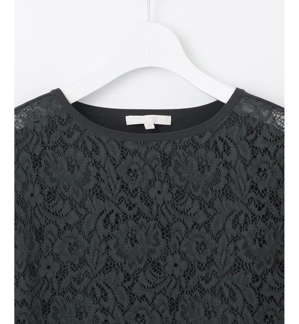 自由区「【洗える】クレープストレッチレースコンビ ニット」|ニット・セーター|