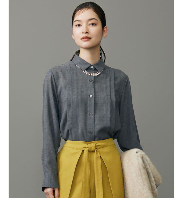 自由区「【SHIHOさん着用】TWハイツイストビエラタックディテール ブラウス」|シャツ・ブラウス|TOPグレー