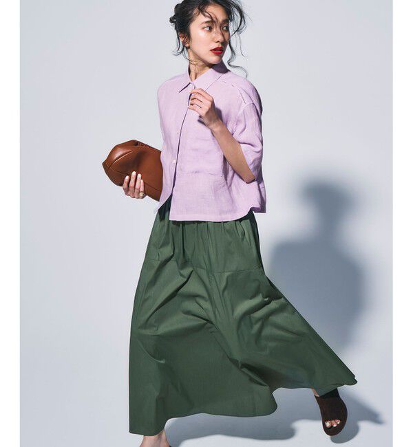 23区「【接触冷感/撥水加工】ストレッチブロード ギャザースカート」|スカート|