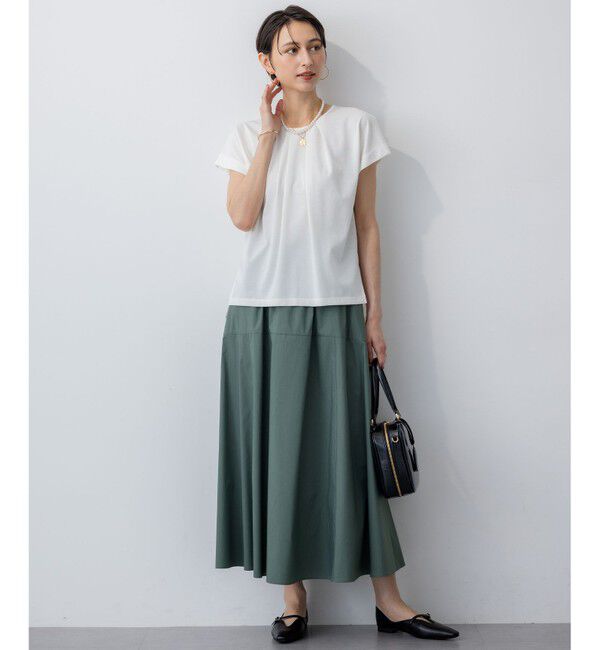 23区「【接触冷感/撥水加工】ストレッチブロード ギャザースカート」|スカート|