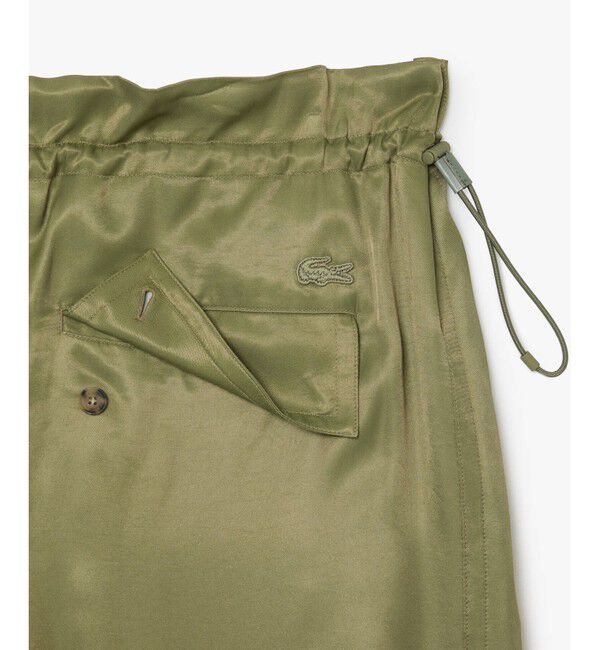 LACOSTE「ドロストコード ルーズフィットサテンカーゴパンツ / サテンパンツ 裾ボタン」|カーゴ|