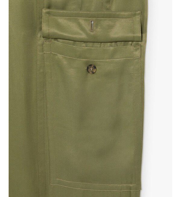 LACOSTE「ドロストコード ルーズフィットサテンカーゴパンツ / サテンパンツ 裾ボタン」|カーゴ|