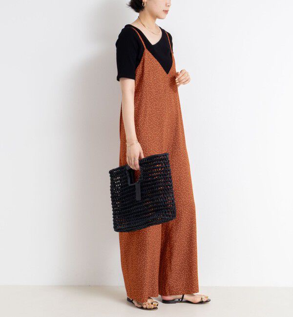 Rie Miller「ウォッシャブルシーチングプリントオールインワン」|オールインワン|