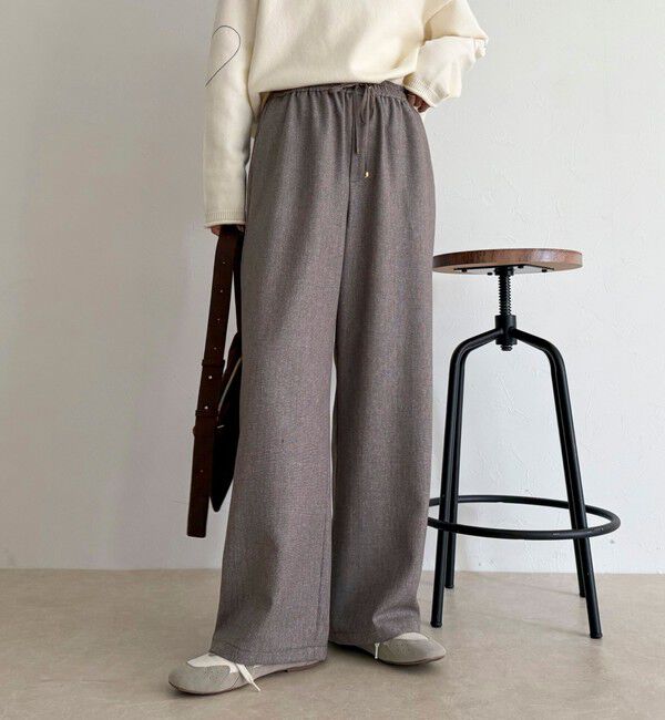 fredy emue「【4サイズ展開】ソフトシャークスキン/チェックイージーパンツ」|チノ|