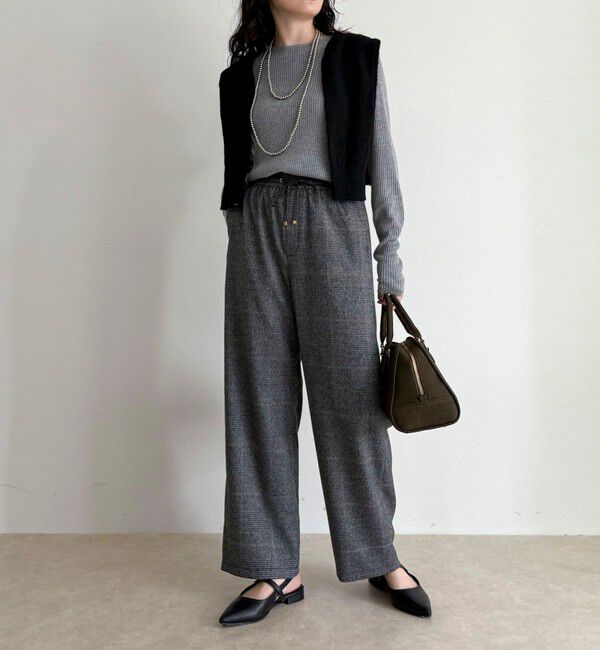 fredy emue「【4サイズ展開】ソフトシャークスキン/チェックイージーパンツ」|チノ|