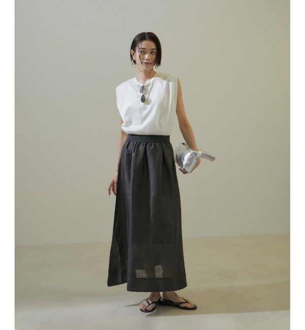 SALON adam et rope'「シルクリネンフレアースカート」|スカート|