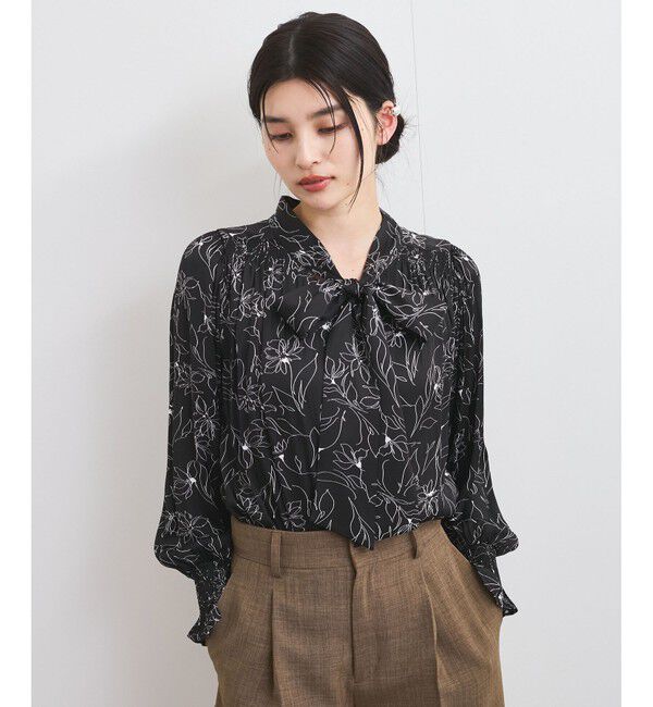 VIS「【前後2WAY】割繊ボウタイブラウス【洗える】」|シャツ・ブラウス|