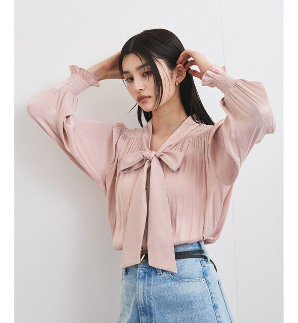 VIS「【前後2WAY】割繊ボウタイブラウス【洗える】」|シャツ・ブラウス|