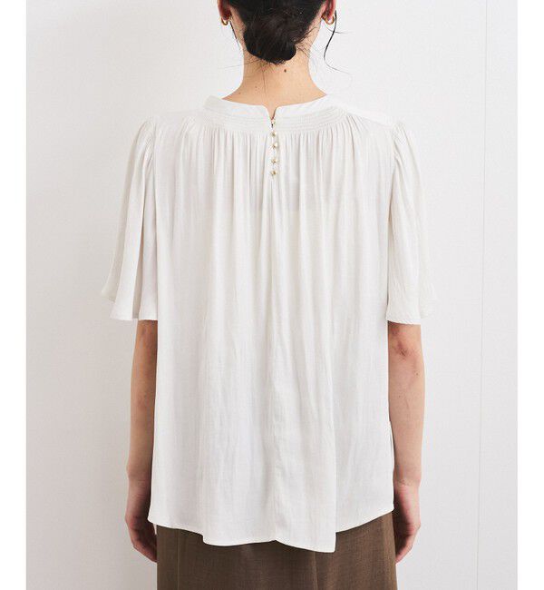 VIS「【2WAY】割繊ハーフスリーブブラウス【洗える】」|シャツ・ブラウス|