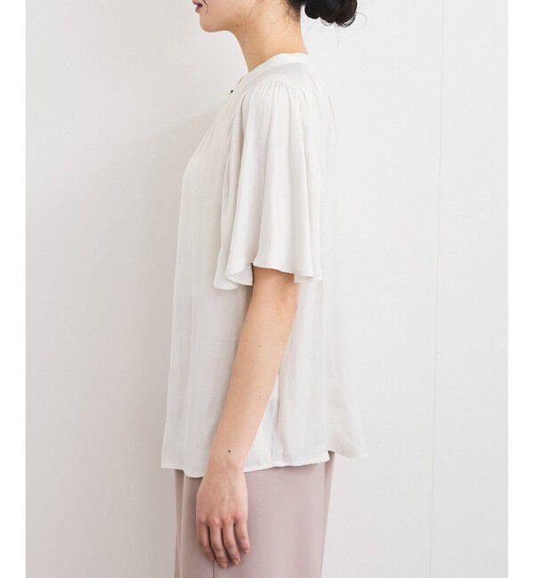 VIS「【2WAY】割繊ハーフスリーブブラウス【洗える】」|シャツ・ブラウス|