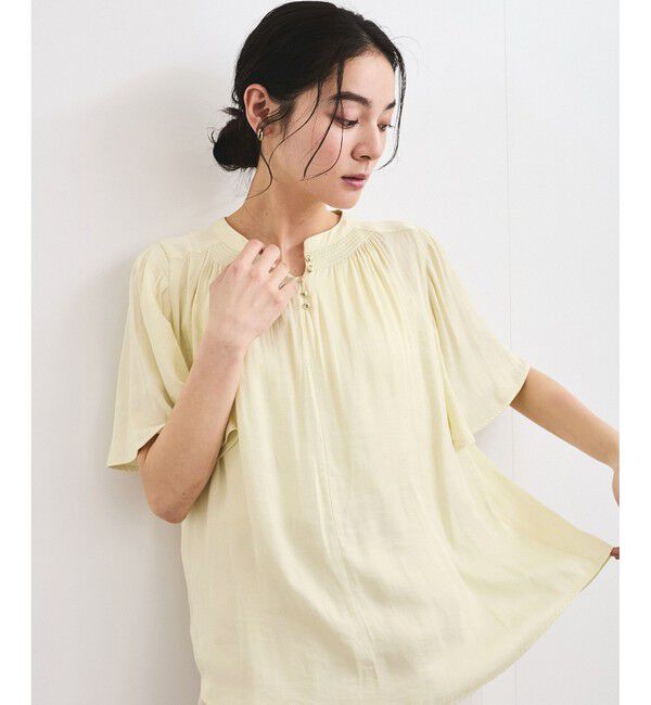 VIS「【2WAY】割繊ハーフスリーブブラウス【洗える】」|シャツ・ブラウス|