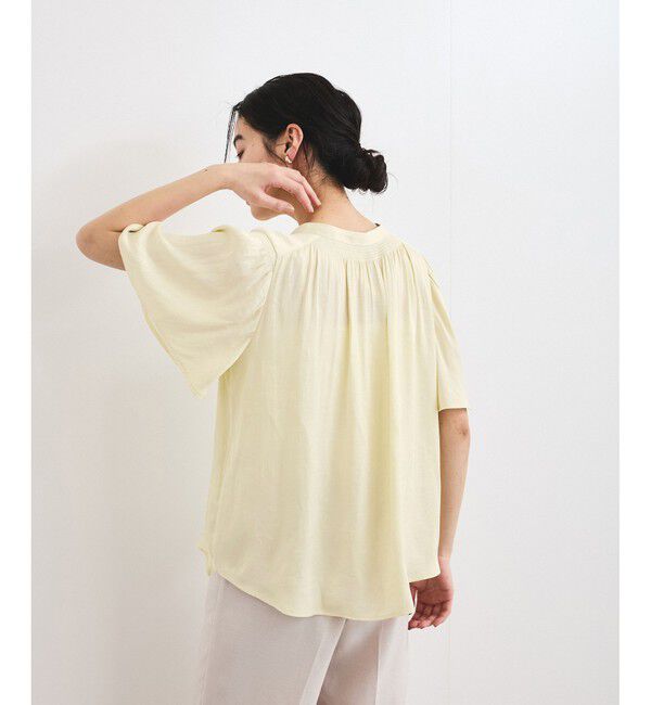 VIS「【2WAY】割繊ハーフスリーブブラウス【洗える】」|シャツ・ブラウス|
