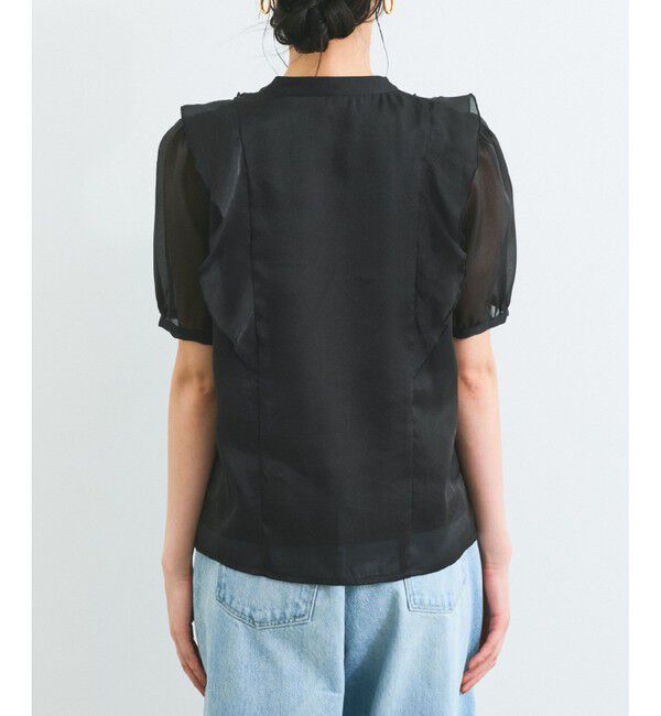 VIS「【洗える】シアーラッフル半袖ブラウス」|シャツ・ブラウス|