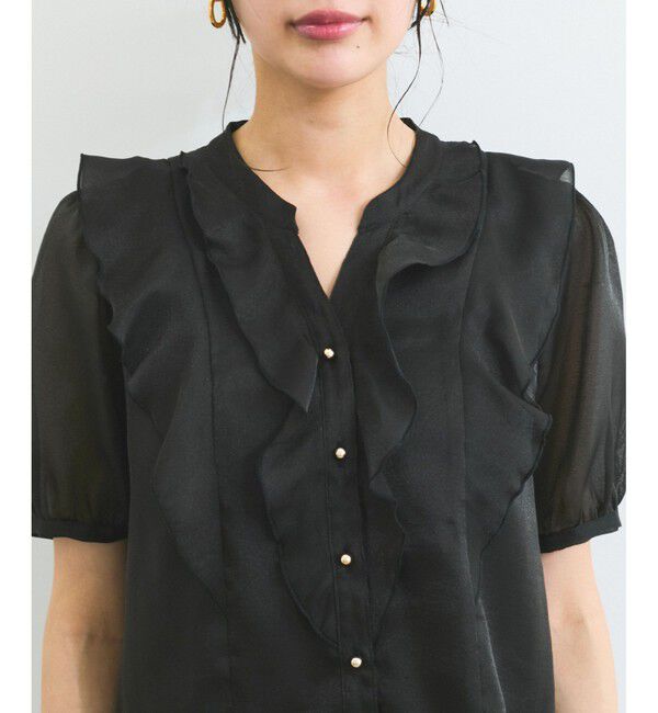 VIS「【洗える】シアーラッフル半袖ブラウス」|シャツ・ブラウス|