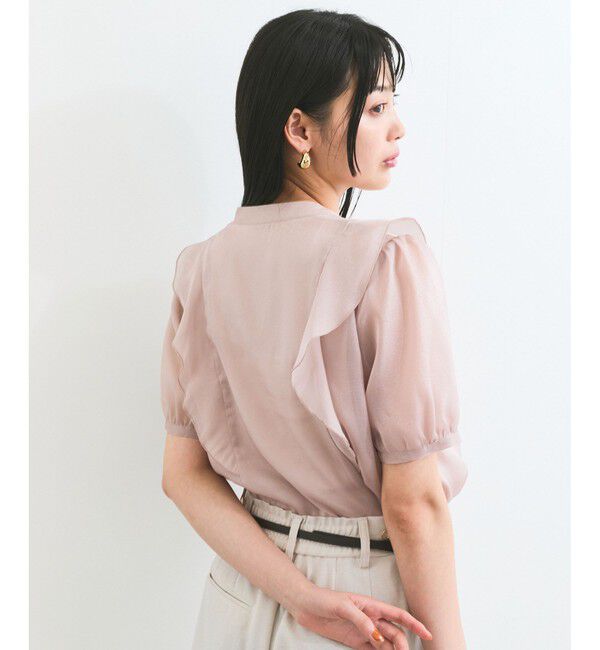 VIS「【洗える】シアーラッフル半袖ブラウス」|シャツ・ブラウス|
