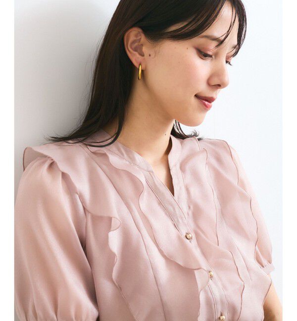 VIS「【洗える】シアーラッフル半袖ブラウス」|シャツ・ブラウス|