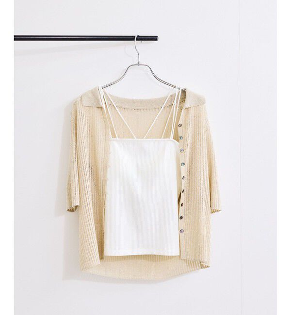 VIS「【選べる着丈】カップ付きWストラップキャミソール【洗える】」|キャミソール|