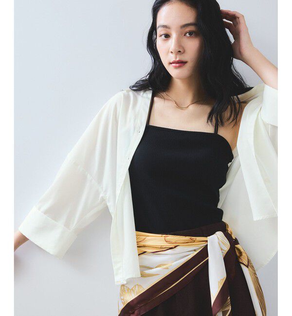 VIS「【選べる着丈】カップ付きWストラップキャミソール【洗える】」|キャミソール|