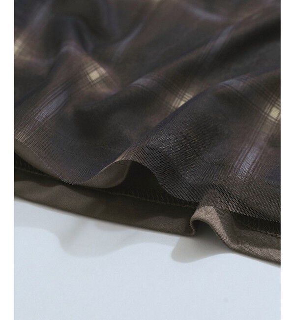 VIS「【洗える】チュールプリントチェックスカート」|スカート|