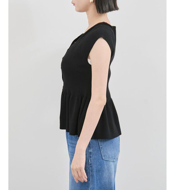 VIS「【アンチピリング/洗える】美SMARTショートスリーブペプラムニット」|ニット・セーター|