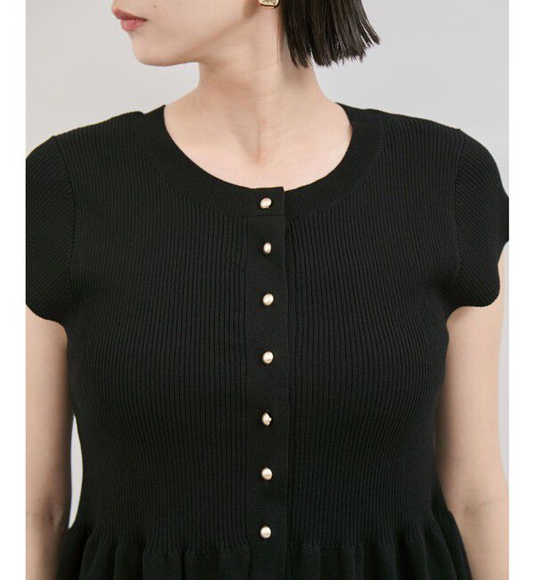 VIS「【アンチピリング/洗える】美SMARTショートスリーブペプラムニット」|ニット・セーター|