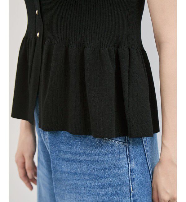 VIS「【アンチピリング/洗える】美SMARTショートスリーブペプラムニット」|ニット・セーター|