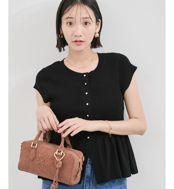 VIS「【アンチピリング/洗える】美SMARTショートスリーブペプラムニット」|ニット・セーター|