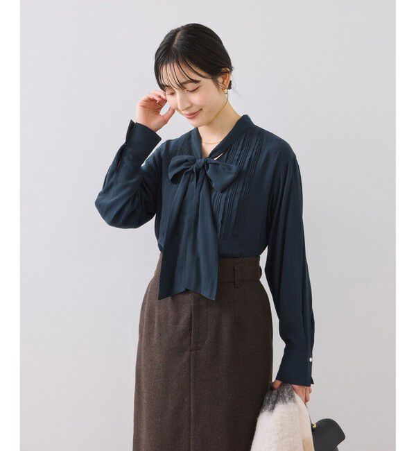 VIS「ランダムピンタックボウタイブラウス」|シャツ・ブラウス|