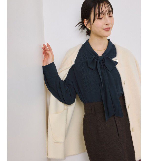 VIS「ランダムピンタックボウタイブラウス」|シャツ・ブラウス|