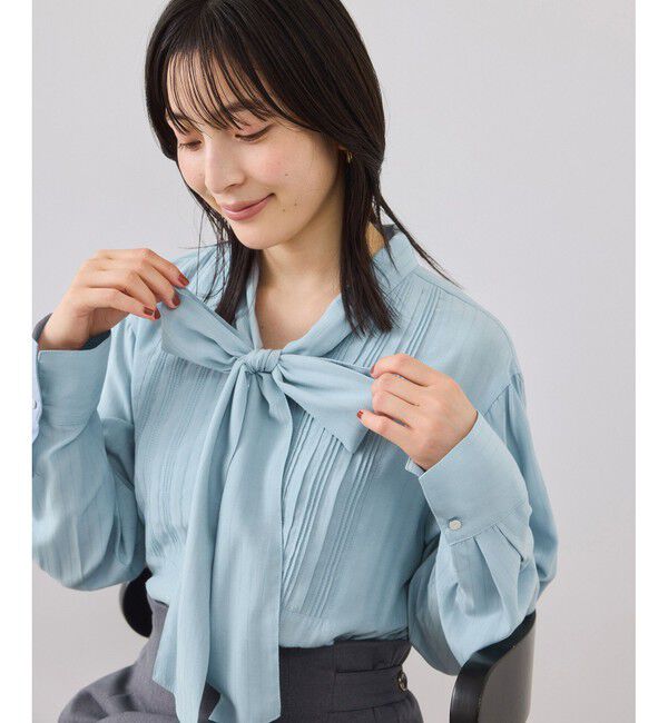 VIS「ランダムピンタックボウタイブラウス」|シャツ・ブラウス|