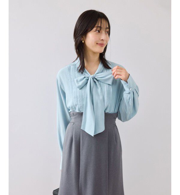 VIS「ランダムピンタックボウタイブラウス」|シャツ・ブラウス|