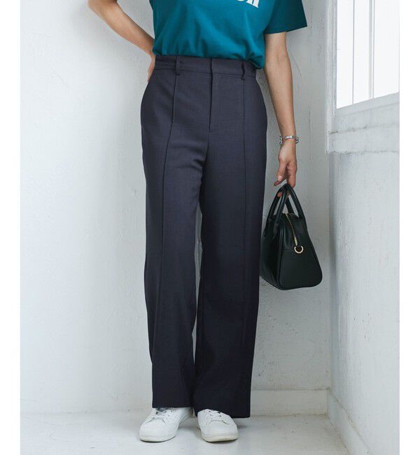 Rope&rsquo;Picnic「【UVカット・速乾】【リネンライク・シリーズ】ピンタックワイドスラックスパンツ/セットアップ対応」|チノ|