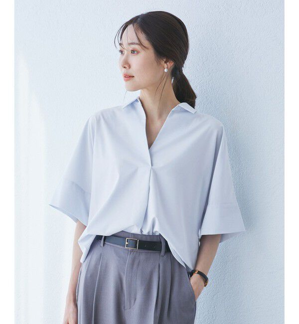 Rope&rsquo;Picnic「【UVカット・接触冷感・イージーケア】スキッパーシャツブラウス」|シャツ・ブラウス|