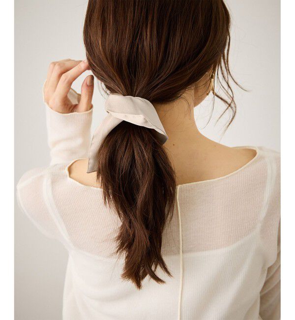 ROPE PICNIC PASSAGE「チャーム付きサテンボリュームスクエアシュシュ」|ヘアゴム・シュシュ|