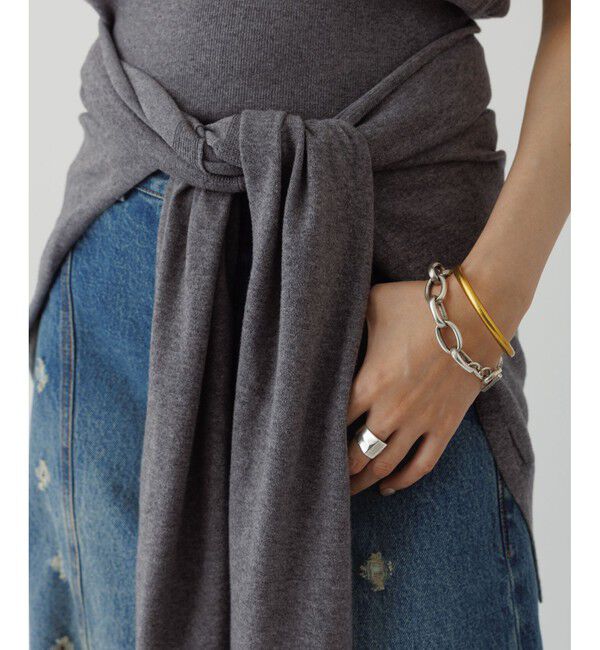 ADAM ET ROPE'「ラップストールコンビノースリーブプルオーバー」|ニット・セーター|