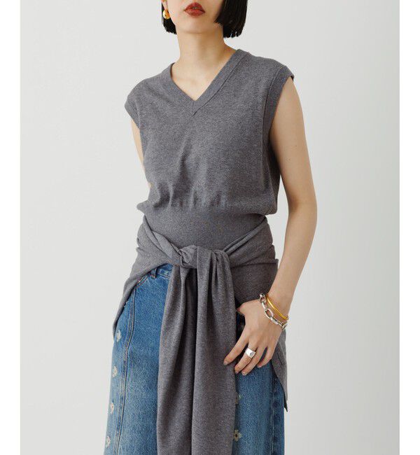 ADAM ET ROPE'「ラップストールコンビノースリーブプルオーバー」|ニット・セーター|