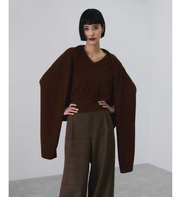 ADAM ET ROPE'「ラップストールコンビノースリーブプルオーバー」|ニット・セーター|