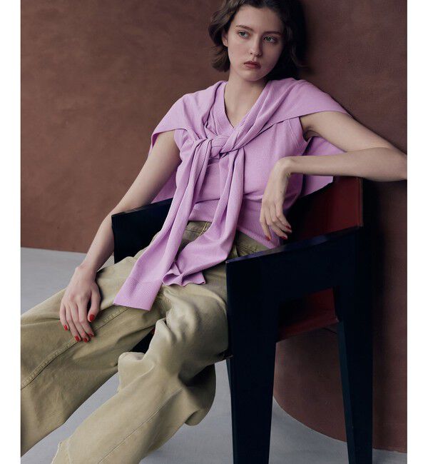 ADAM ET ROPE'「ラップストールコンビノースリーブプルオーバー」|ニット・セーター|