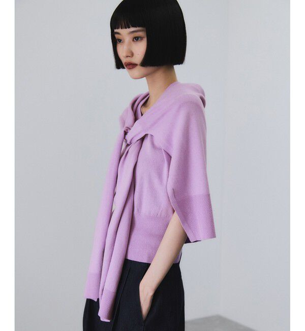 ADAM ET ROPE'「ラップストールコンビノースリーブプルオーバー」|ニット・セーター|