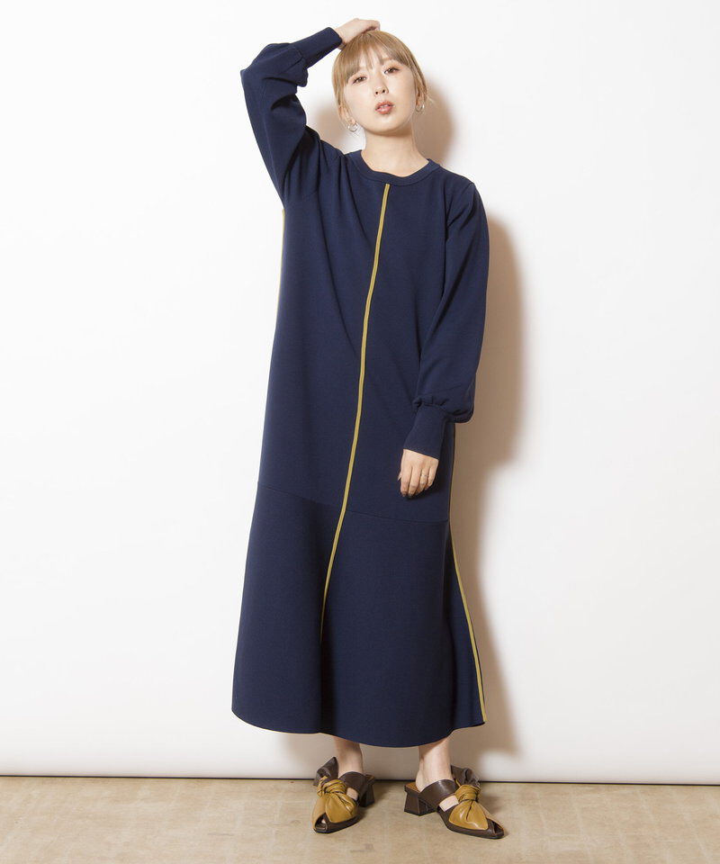  「フレアーヘムラインニットワンピース」|ワンピース|