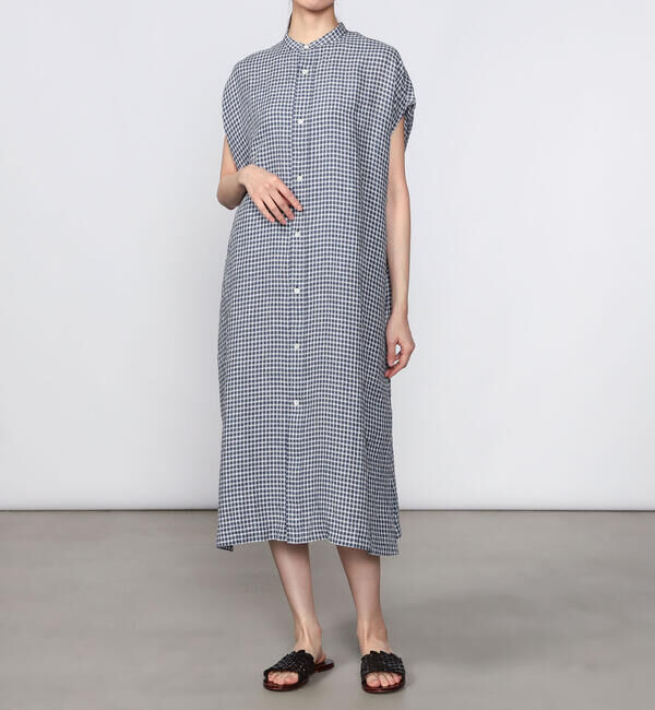 ORCIVAL「ORCIVAL | リネンチェック フレンチスリーブ シャツワンピース WOMEN」|ワンピース|
