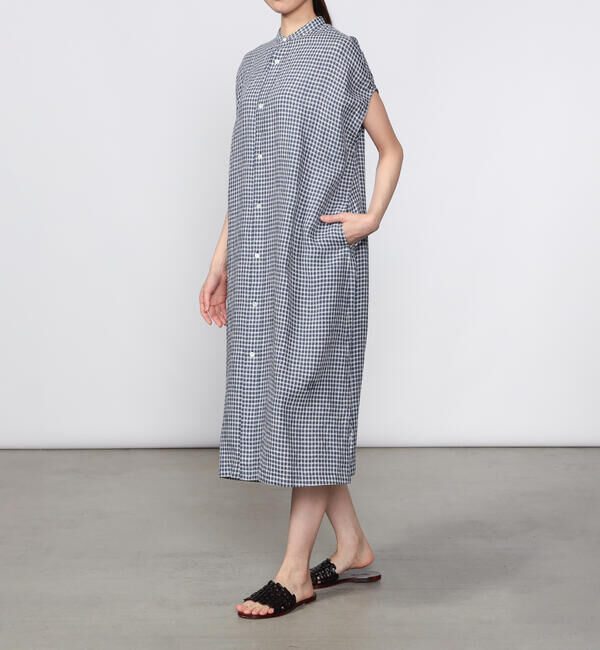 ORCIVAL「ORCIVAL | リネンチェック フレンチスリーブ シャツワンピース WOMEN」|ワンピース|