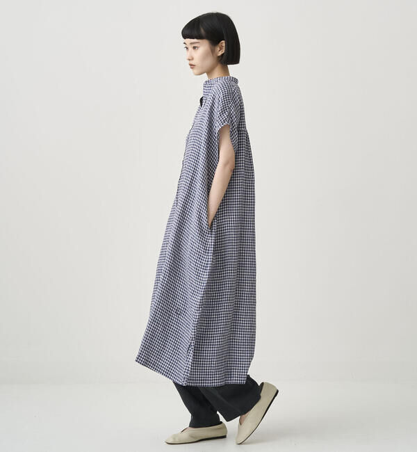 ORCIVAL「ORCIVAL | リネンチェック フレンチスリーブ シャツワンピース WOMEN」|ワンピース|