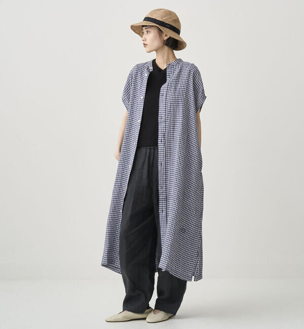 ORCIVAL「ORCIVAL | リネンチェック フレンチスリーブ シャツワンピース WOMEN」|ワンピース|